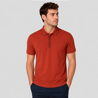 Camisa Polo Dudalina Colmeia Ve27 Laranja Masculino