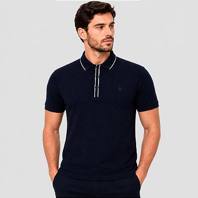 Camisa Polo Dudalina Colmeia Ve27 Marinho Masculino