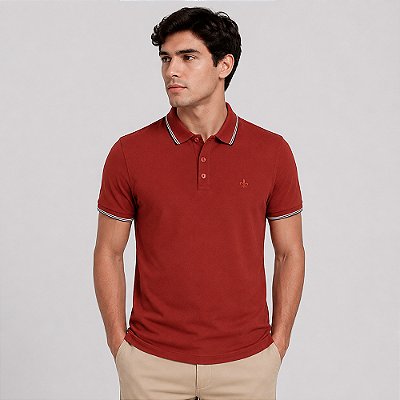 Camisa Polo Dudalina Frisos Degradê Ve27 Laranja Masculino