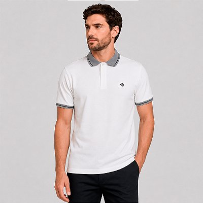 Camisa Polo Dudalina Piquet Ve27 Off White Masculino