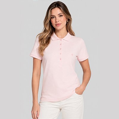 Camisa Polo Dudalina Decote V Ve27 Rosa Feminino