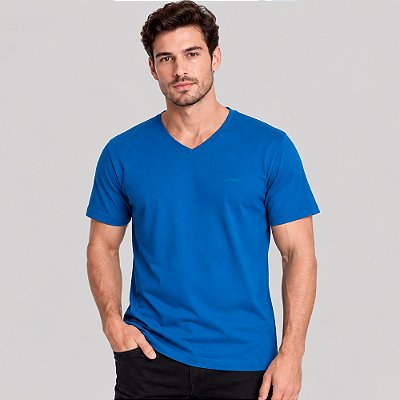 Camiseta Colcci Gola V Pr27 Azul Masculino
