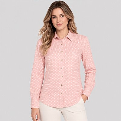 Camisa Dudalina Slim Estrelas Ve27 Rosa Feminino