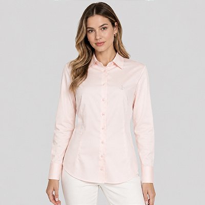 Camisa Dudalina Luxury Cetim Stretch Ve27 Rosa Feminino