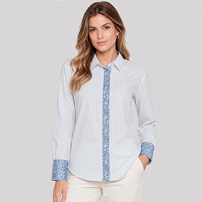 Camisa Dudalina Regular Ve27 Azul Feminino