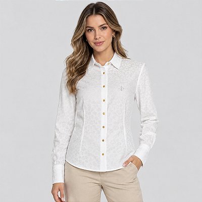 Camisa Dudalina Slim Jacquard Ve27 Branco Feminino