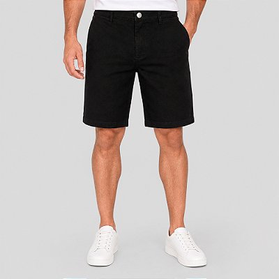 Bermuda Jeans Dudalina Chino Right Ve27 Preto Masculino