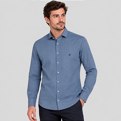 Camisa Dudalina Slim Ve27 Azul Masculino