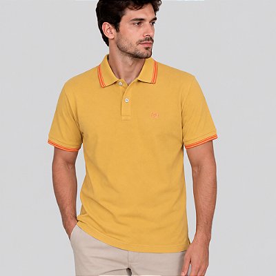 Camisa Polo Colcci 3 Lines Ve27 Amarelo Masculino