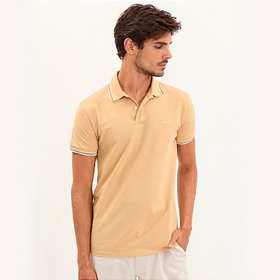 Camisa Polo Colcci 3 Lines Ve27 Bege Masculino