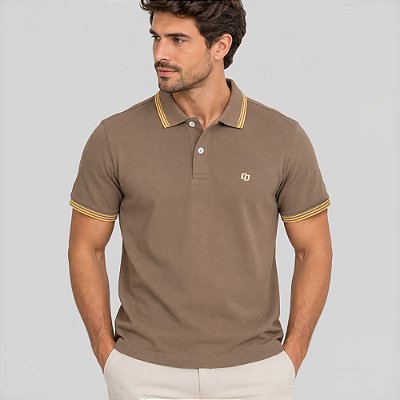 Camisa Polo Colcci Iconic Listras Ve27 Marrom Masculino