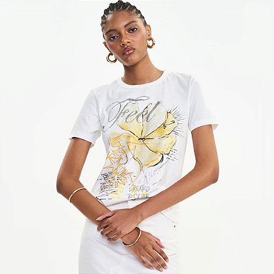Camiseta Colcci Feet Ve27 Off White Feminino