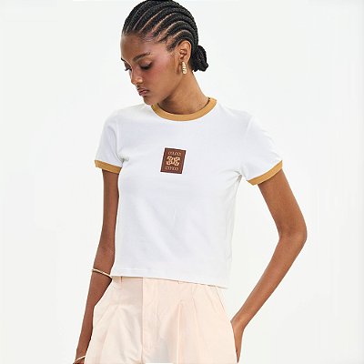 Camiseta Colcci Patch Ve27 Off White Feminino