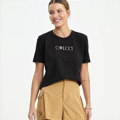 Camiseta Colcci Sun Ve27 Preto Feminino
