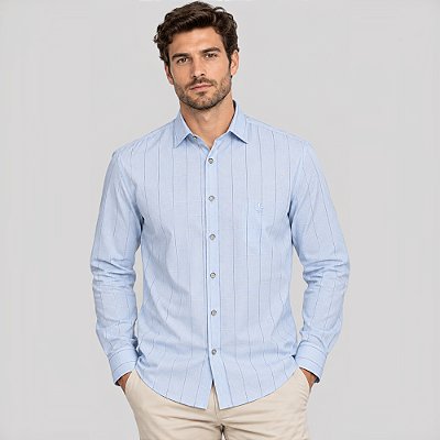 Camisa Xadrez Dudalina Comfort Ve27 Azul Masculino