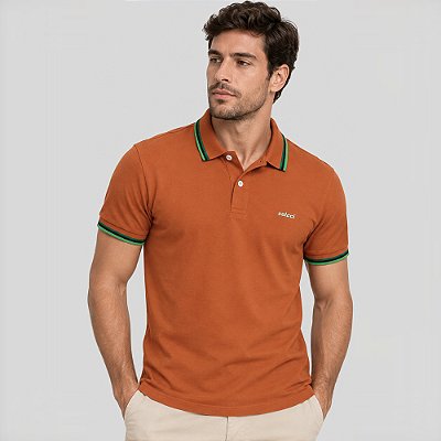 Camisa Polo Colcci Triple Line Pr27 Laranja Masculino