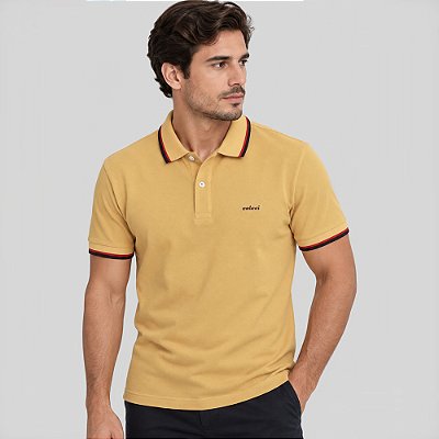 Camisa Polo Colcci 2 Lines Ve27 Amarelo Masculino