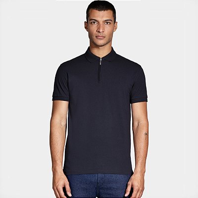 Camisa Polo Aramis Piquet Zip Ve27 Marinho Masculino