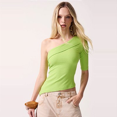 Blusa Canelada Colcci Ombro Unico Av27 Verde Feminino
