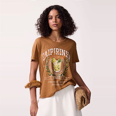 Camiseta Colcci Caipirinha Av27 Bege Feminino