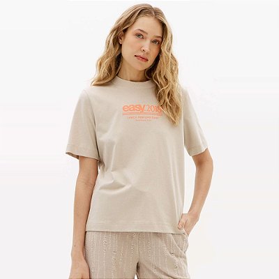 Camiseta Easy Lança Perfume Regular Ve27b Bege Feminino