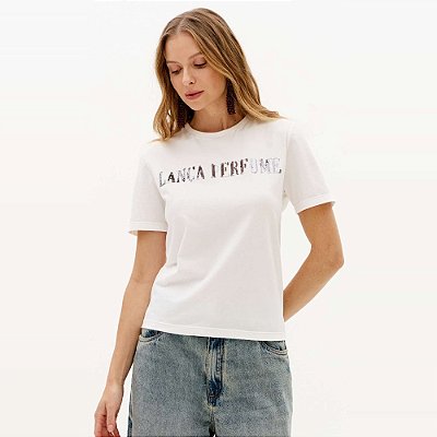 Camiseta Lança Perfume Babylook Arte Ve27 Off White Feminino