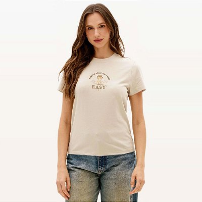Camiseta Easy Lança Perfume Babylook Ve27 Bege Feminino