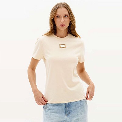 Camiseta Lança Perfume Babylook Placa Ve27 Bege Feminino