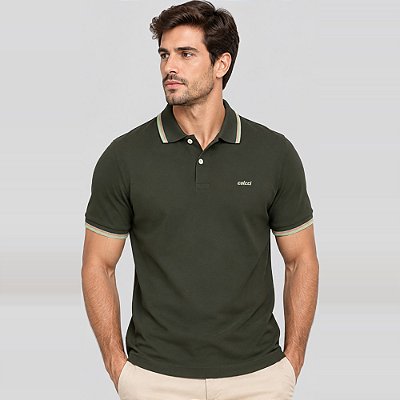 Camisa Polo Colcci 3 Lines Ve27 Verde Masculino