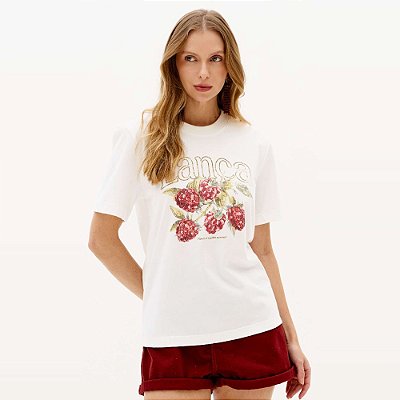 Camiseta Lança Perfume Estampada Ve27 Off White Feminino