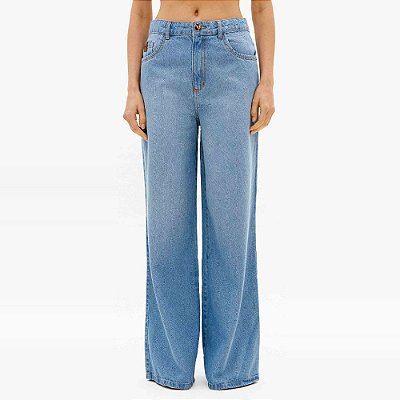 Calça Jeans Lança Perfume Wide Leg Cint Ve27a Azul Feminino