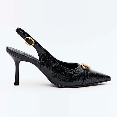 Scarpin Lança Perfume Sling Elo Frontal Ve27 Preto Feminino