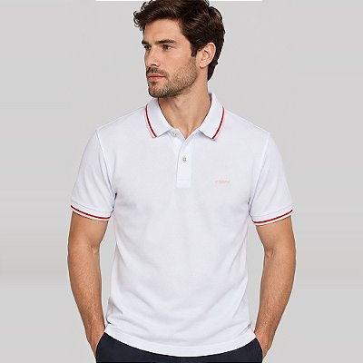 Camisa Polo Colcci 2 Lines Ve27 Branco Masculino