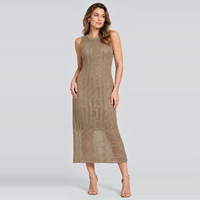 Vestido Tricot Dudalina Juliana Ve27 Dourado Feminino