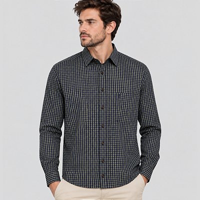 Camisa Xadrez Individual Comfort Ve27 Verde Masculino