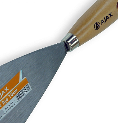ESPÁTULA DE AÇO 10 CM COM CABO DE MADEIRA AJAX