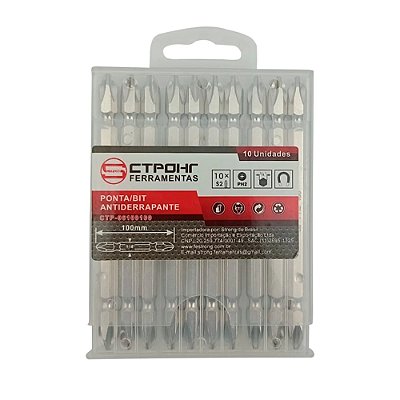 PONTAS PHILLIPS DUPLA BITS S2-PH2-100 NIQ COM 10 UNIDADES