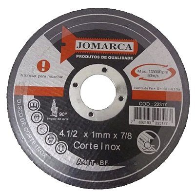 DISCO DE CORTE FERRO INOX 4.1/2" X 1MM X 7/8"