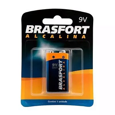 BATERIA ALCALINA 9V BRASFORT PARA ALARMES E ELETRÔNICOS