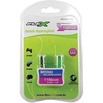 PILHA FLEX RECARREG. AAA C/2
