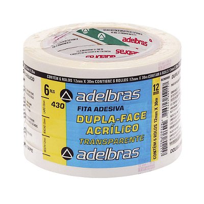 Fita Dupla Face Acrilica Transparente Adelbras