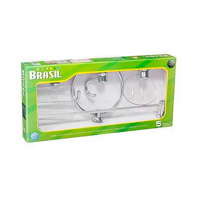 KIT ACESSÓRIOS PARA BANHEIRO CROMADO 5PC