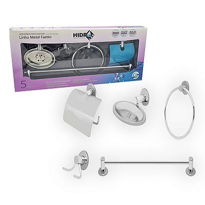 KIT ACESSÓRIOS PARA BANHEIRO INOX 5PC HIDROLAR