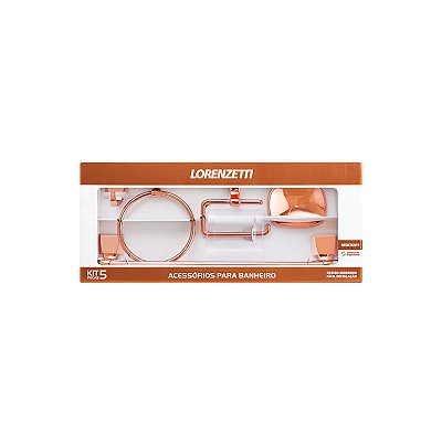 KIT ACESSÓRIOS PARA BANHEIRO LEC 2000 ROSÉ GOLD 5PC
