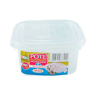 POTE QUADRADO PEQUENO 360ML COM TRAVA