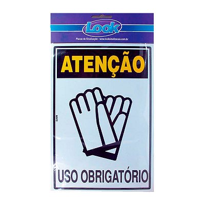 PLACA DE SINALIZAÇÃO USO OBRIGATORIO LUVAS 20X30