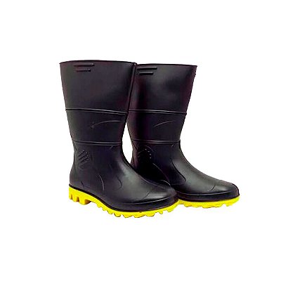 BOTA PVC PRETA SOLADO AMARELO N43 RCA