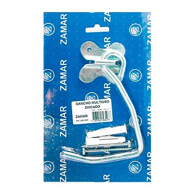 GANCHO MULTIUSO ZINCADO BLISTER COM PARAFUSO
