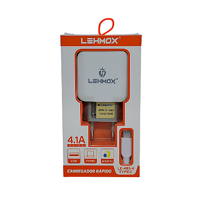 Carregador Rapído com Cabo USB Para Tipo C Lehmox 2 Portas USB