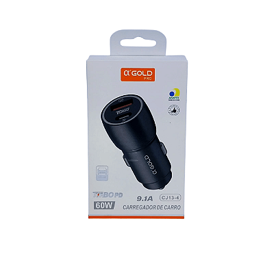 Carregador Veicular Turbo 60W  USB+QC 4.0 Turbo